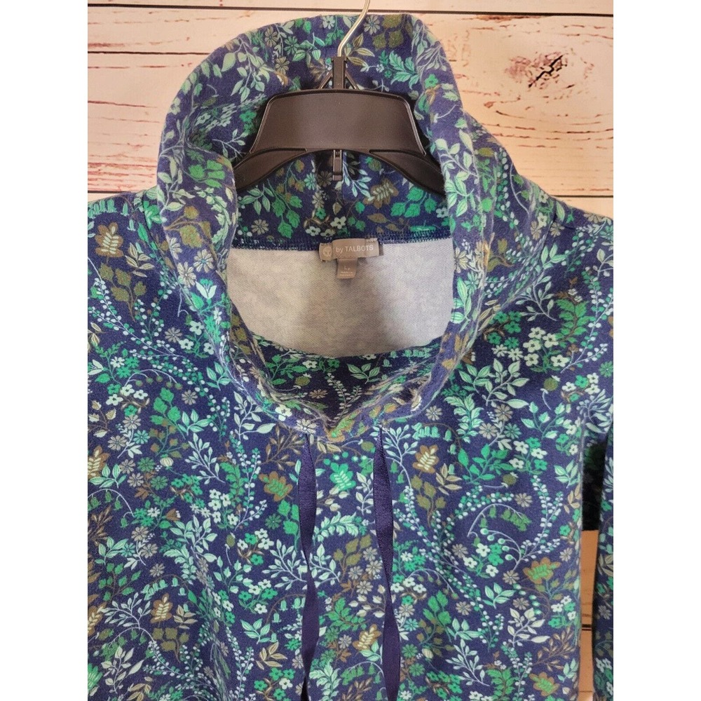 T by Talbots Green Floral Print Cowl Neck Active Top Women's Size Large Petite - Picture 8 of 10
